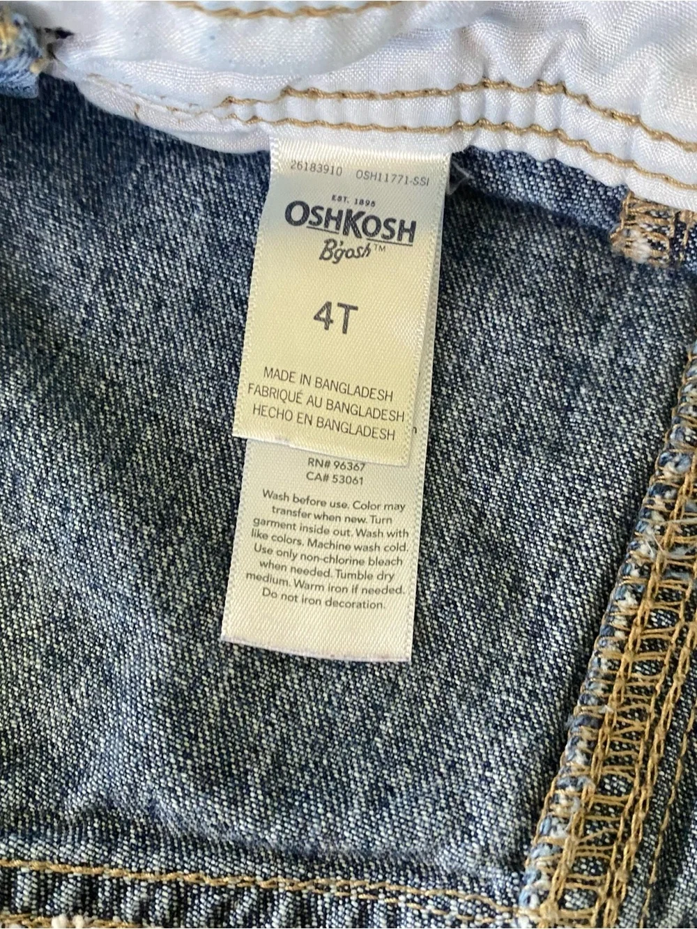 OshKosh B'gosh Denim Shortall Overalls 4T